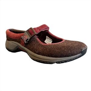 Merrell Mary Jane Shoes Encore Emme Women 9 Brown Wool Suede Flats NO INSOLES